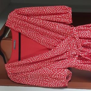 Red and white mini dress